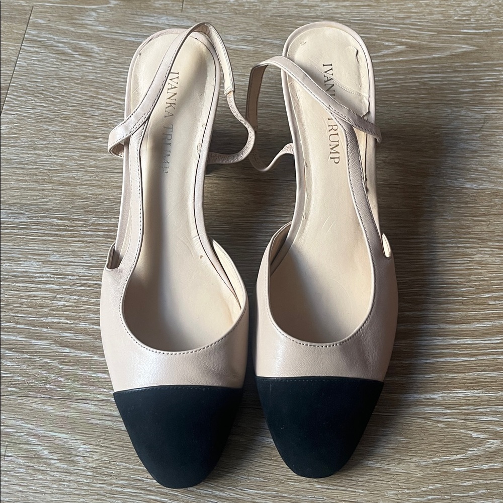 Ivanka Trump Liah Cap Toe Slingback Nude Block Heels sz 8 - Picture 6 of 14